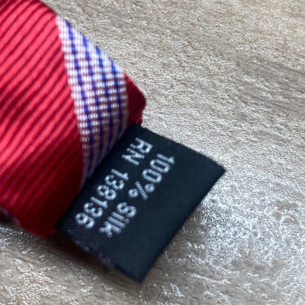 Esquire Mens Red Blue White Striped Silk Self-Tie Bow Tie Formal Preppy 2 Inch